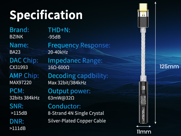 CX31993 dac usb c to 3.5mm amp