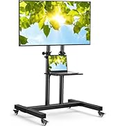PERLESMITH Rolling TV Stand on Wheels for 32-83 Inch Screens up to 110lbs, Mobile TV Cart Height ...