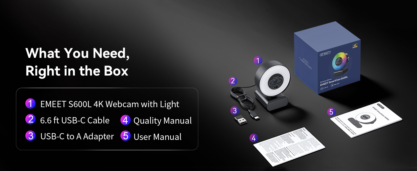 EMEET S600L web camera for desktop computer is designed for confident daily streaming