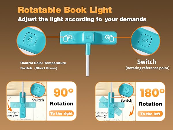 VAVOFO 24pcs LEDs rotatable rechargeable reading book light-blue for mobile