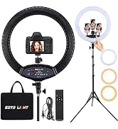 EOTO LIGHT 19 inch LED Ring Light with Tripod Stand, Selfie Ring Light with Touch Panel for Makeu...