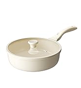 Redchef Ceramic Frying Pan with Glass Lid, Nonstick Deep Saute Pan for All Stovetops, Healthy Coo...