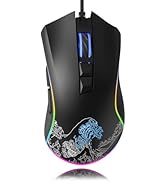 HITIME XVX Wired Gaming Mouse, 12000 DPI RGB Gaming Mouse with 12 Backlit Modes &amp; 7 Macro Buttons...