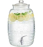 Style Setter Oak Grove Beverage Dispenser Cold Drink Dispenser w/ 2.5-Gallon Capacity Glass Jug, ...
