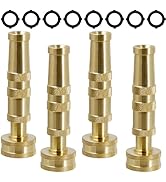 Triumpeek Solid Brass Hose Nozzle, 4 Pack 4"L Heavy Duty Brass Garden Hose Nozzle with 8 Rubber W...