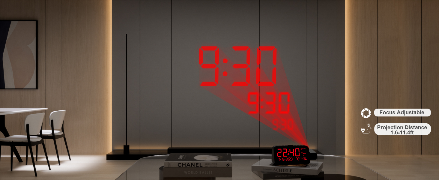 clock projection on ceiling