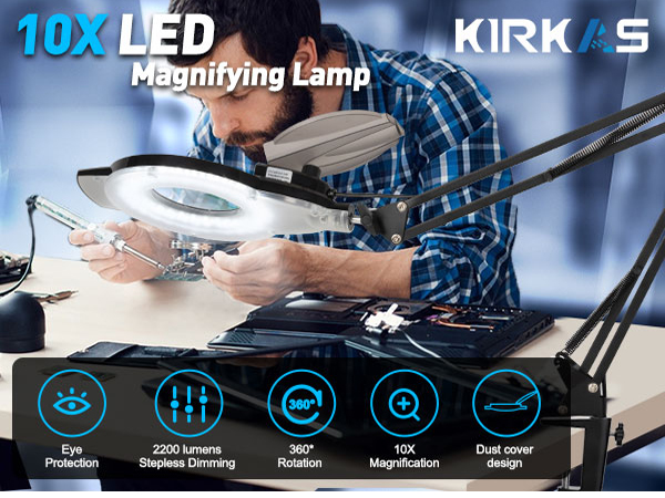 10X LED Magnifying Lamp with Clamp