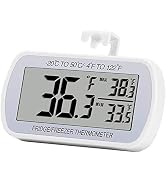 Refrigerator Thermometer Digital Fridge Freeze Room Thermometer Waterproof Large LCD Display Max/...