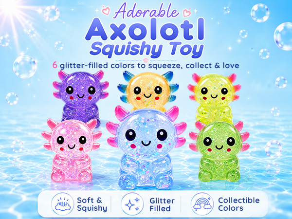 Axolotl Squishy Glitter Stress Relief Toy