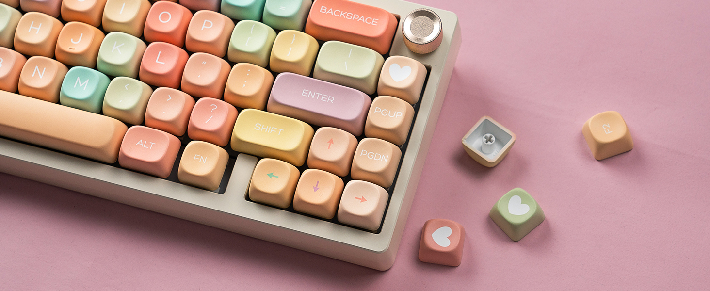 womier Cute Candy keycaps Set,dye Sublimation pbt keycaps 60% 75% 100%,MOA Profile Custom keycaps