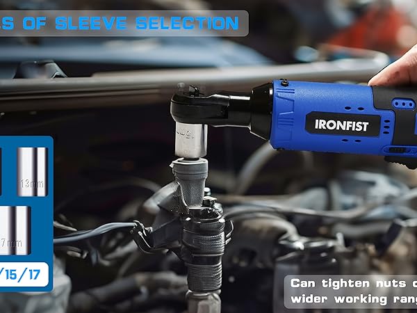 Cordless electric ratchet wrench battery lithium 12V driver set sockets