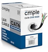 Cmple - Cat6 Cable 1000ft Bulk Lan Ethernet Cat 6 Wire Network UTP 23AWG CMR Riser 10Gbps 550 MHz...