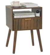 MaxSmeo Small Nightstand Wood Bedside Table with Drawer, Modern End Table for Bedroom and Small S...