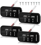 3 Ports 12V RV USB Outlet 45.5W, 4PCS Gibbab PD3.0 Type-C Quick Charge & Dual USB A Port 3.1A Pan...