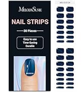 MelodySusie Semi Cured Gel Nail Strips (Deep Blue Cat Eye)- Works with Any Nail Lamps, Salon-Qual...
