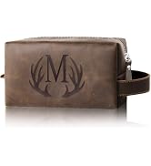 Aganmi Mens Toiletry Bag Personalized Easter Fathers Day Birthday Gifts for Men Him Initial PU Le...
