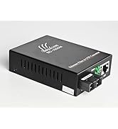 BAUDCOM Gigabit Ethernet Fiber Media Converter 10/100/1000M, Integrated Singlemode SC Transceiver...