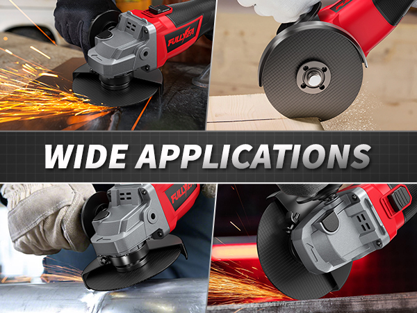 FULLYEA Cordless Angle Grinder 4-1/2 inch Electric Grinder Tool Kit for Wood Metal Cutting