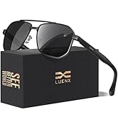 LUENX Men's Aviator Sunglasses Polarized Square Polygon Retro Shades UV 400 Protection