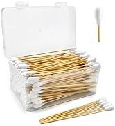 BABONIE 200 PCS Large Cotton Swabs in Storage Box - Long Dog Ear Cleaning Swabs with Bamboo Handl...