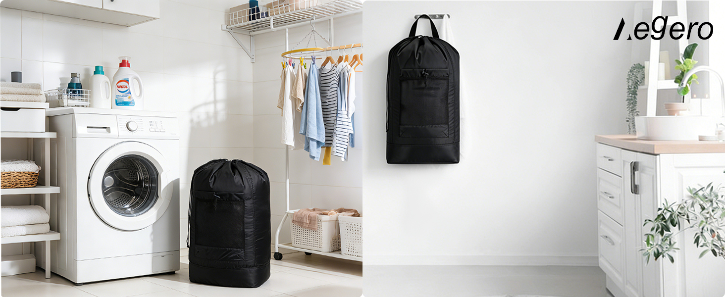 Backpack Laundry Bag, Laundry Backpack with Shoulder Straps and Mesh Pocket