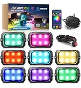 MICTUNING C2+ RGB+IC Rock Lights - 8 Pods Dynamic Chasing Color Underglow Neon Kit, Extensible to...