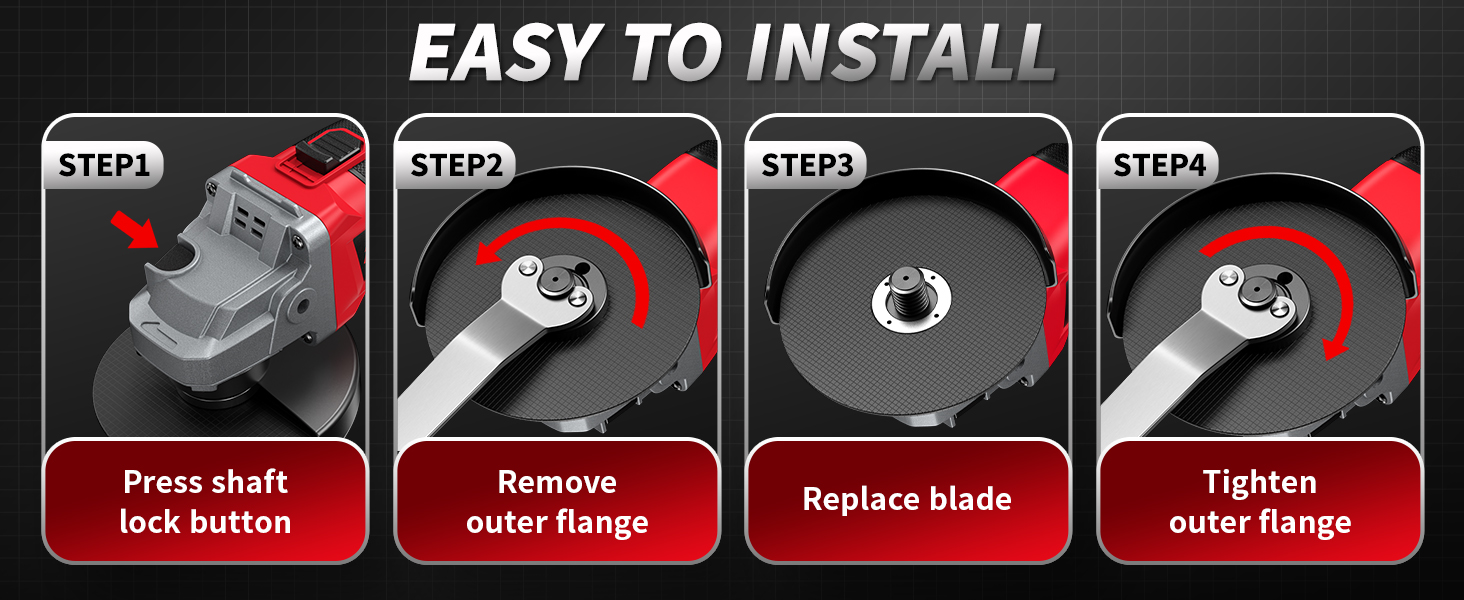 FULLYEA Cordless Angle Grinder 4-1/2 inch Electric Grinder Tool Kit for Wood Metal Cutting