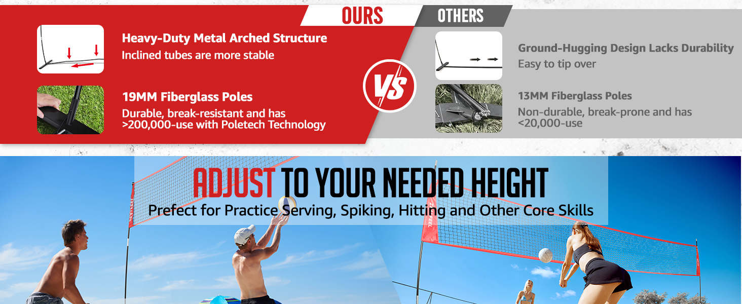 adjustable volleyball net