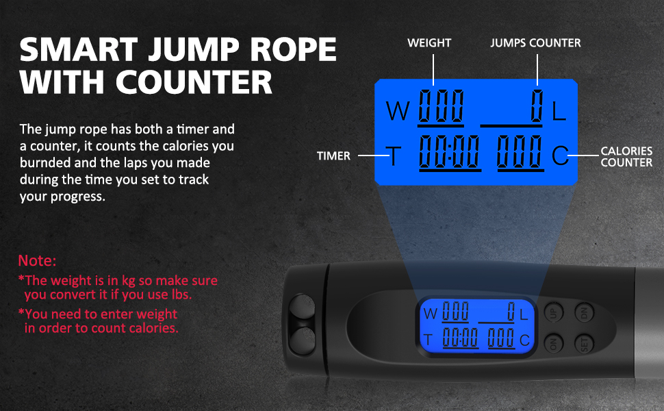 jump rope with counter that count laps and calories you burned