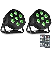 SHEHDS Par Can Lights LED 7x18W RGBWAP 6in1 Wash Stage Lights Remote and DMX512 Control Uplights ...