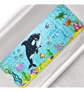 Linoows Baby Bath Tub Mat, 40 x 16 Inch Extra Large Non Slip Kids Cartoon Bathtub Shower Mats wit...