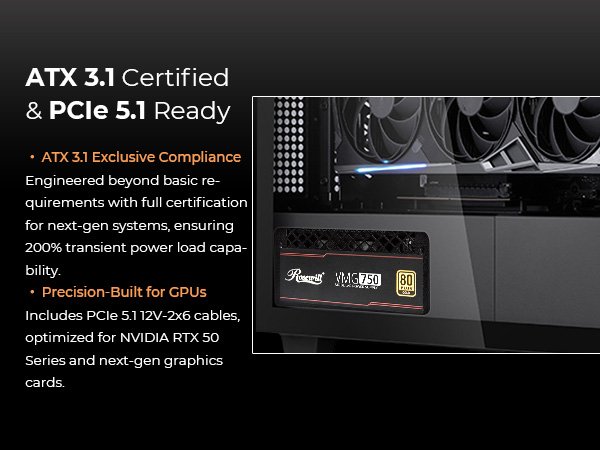 ATX 3.1, PCIe 5.1, 12V-2x6, 600W, 200%