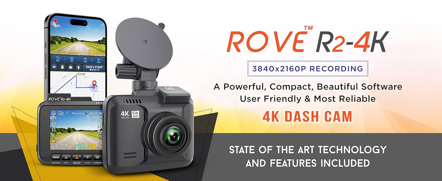 rove r2 4k dash cam, car camera recorder, dash camera for cars