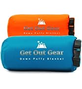Get Out Gear Down Camping Blanket - Teal Blue and Orange Bundle - Puffy, Packable, Lightweight an...