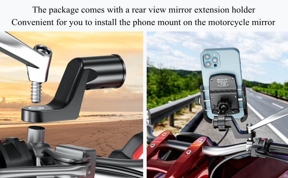 Installation on motorcycle rear-view mirror
