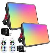 Indmird 2 Pack 100W RGB Flood Light, RGB Color Changing Floodlight, Smart RGB Floodlight with Rem...