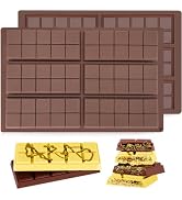 Chocolate Bar Mold, Set of 2 Non-Stick Silicone Chocolate Molds for Stuffed Bar, Food Grade Squar...