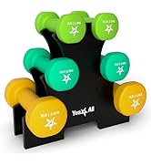 Yes4All Neoprene Coated Dumbbell Hand Weight Sets - Multiple Weight Options with Rack, Anti-roll,...