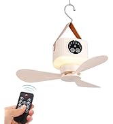 MEKOTRIN Portable Ceiling Fan, 11.02 Inch USB Camping Fan with LED Light &amp; Remote Control, 3 Deta...