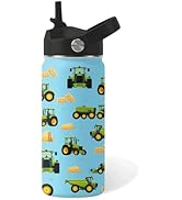 Car Gifts for Boys Girls - 16oz Kids Water Bottle with Straw Lid, Stainless Steel Insulated Bottl...