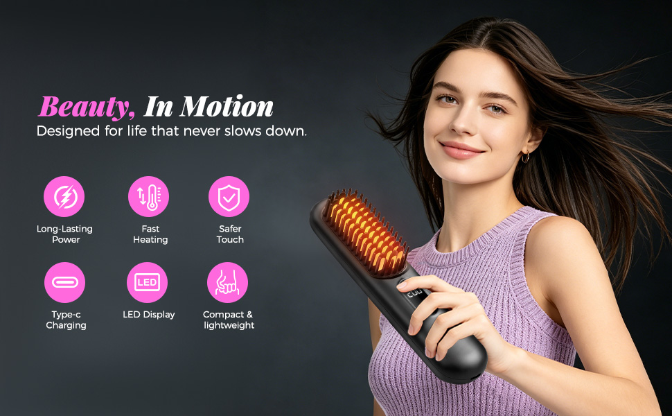 Cordless Hair Straightener Brush