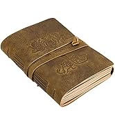 Leather Journal for women and men embossed 8 x 6 inch Handmade Lined craft paper mother earth not...