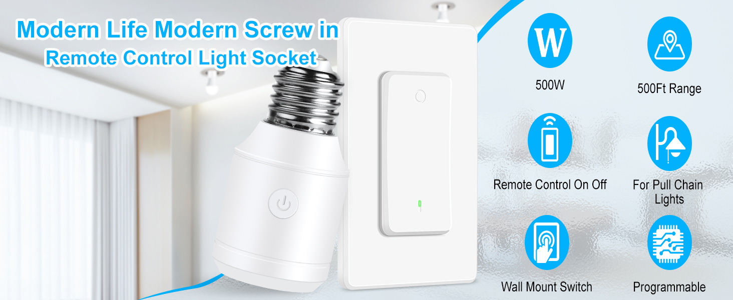 Modern Life Modern Screw in Remote Control Light Socket