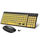 HXMJ-Wireless Large Print Keyboard and Mouse Combo with USB Receiver for Seniors and Visually Imp...