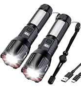Flashlight High Lumens Rechargeable 2 Packs, 1,500,000L Handheld Tactical LED Flashlights Battery...