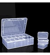 YUGOOD 12 Grids Large Organizer Box and 9 Pack Clear Plastic Beads Storage Containers Storage Cas...
