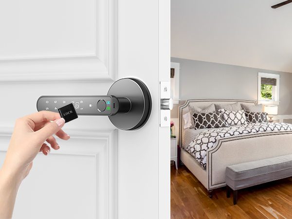 fingerprint door lock with app rfid card Access round black