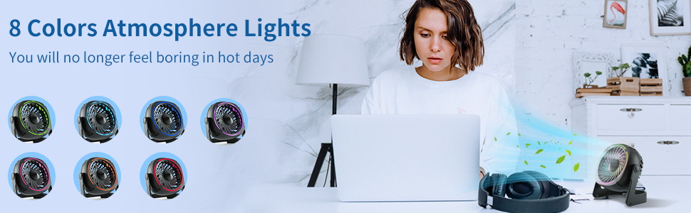 USB fan with color lights