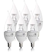 Bioluz LED 6 Pack Flame Tip Candelabra LED Bulbs, Dimmable 40W E12 Base Candle Light Bulbs, 2700K...
