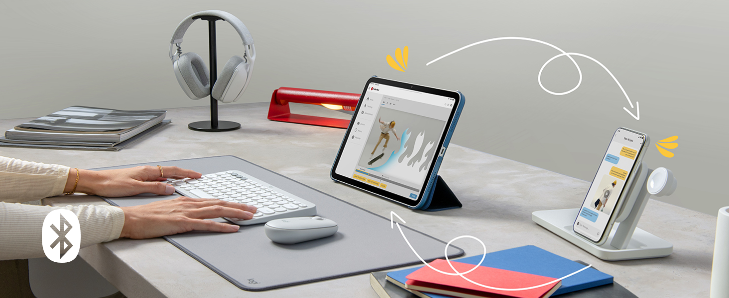 pebble keys 2 k380s bluetooth slim keyboard and pebble 2 m350s cordless mouse white